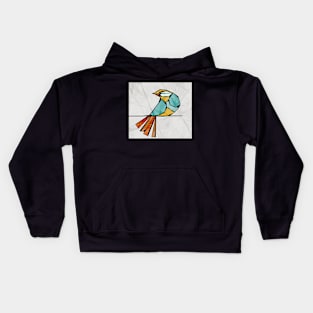 Modern Simple Digital Pop Art Bird in Turquoise Kids Hoodie